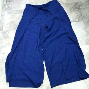 FINAL PRICED-#10297-7 Women’s coastal bohemian style Opening pants,navy blue,XL.